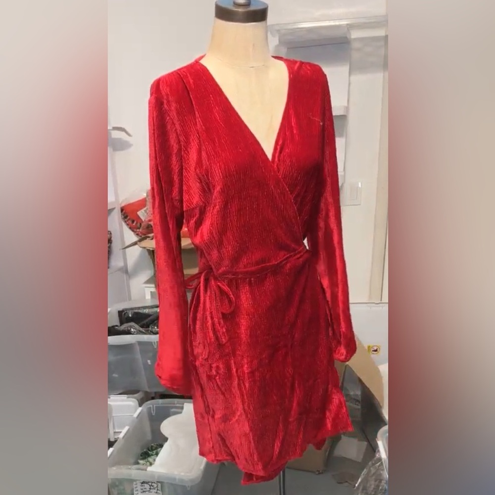 Elegant Red Wrap Dress